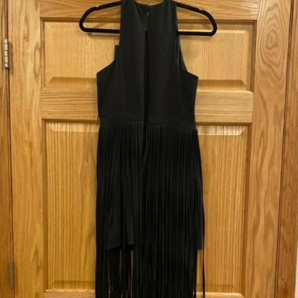 Halston Heritage Fringed Crepe Mini Dress - Picture 8 of 11